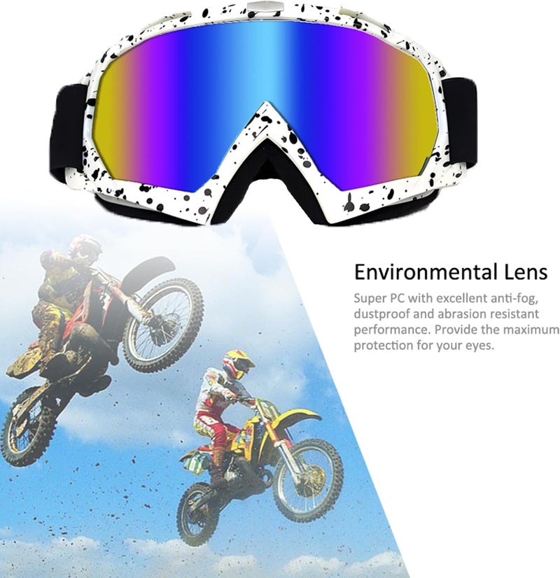 4-FQ Dirt Bike Goggles ATV Motorcycle Gear Motocross Dirtbike Riding Racing Glasses MX Accessories Helmet Goggles for Adult Youth Kids - UV400 Protection, Dust-proof, Adjustable Anti-Slip Strap - Image 5